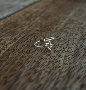 Sterling Silver Adjustable Double Star Ring